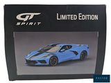 the box of the blue sports car is open and ready to be used