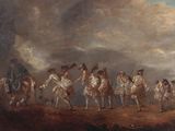 an image of a painting of a group of men on horseback