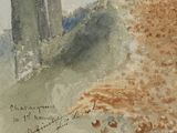 an image of a watercolor painting of a castle on a hill
