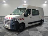 a white van with a red and white stripe on the side