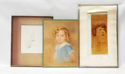 two framed paintings of a young girl and a young boy
