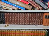many books that are on a shelf in the room