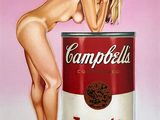tableau représentant une femme appuyée sur une boîte de soupe à la tomate