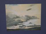 a picture of a painting of a sky with clouds