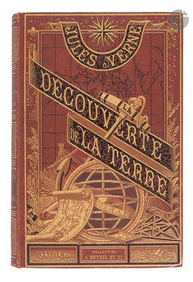 the front cover of a red book with gold lettering on it