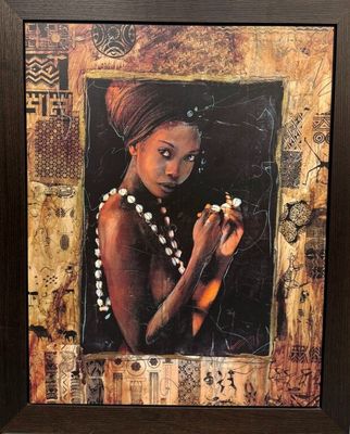 painting of a woman in a turban holding a cigarette