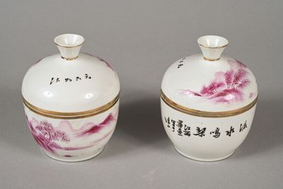 CHINE, début du XXe siècle Paire de petits pot couverts en p…