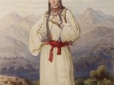 une image d'un tableau représentant une femme en robe blanche