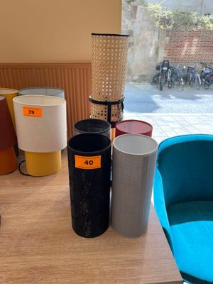 FLAM & LUCE Lampe à poser sur pied en métal laqué noir compl…