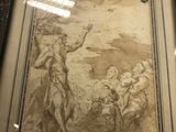 peinture sur le mur d'une pièce représentant un homme et une femme