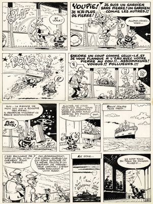 une vieille bande dessinée représentant un homme et un chien