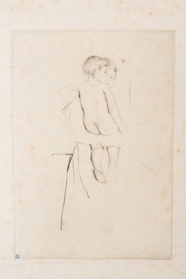 dessin représentant une femme assise sur une chaise, de dos par rapport à la caméra
