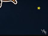 painting of a bird flying in the sky with a star in the background