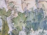 a painting of a bunch of trees on a wall
