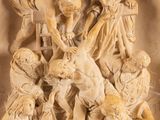 marble relief of the crucifix of jesus and his children