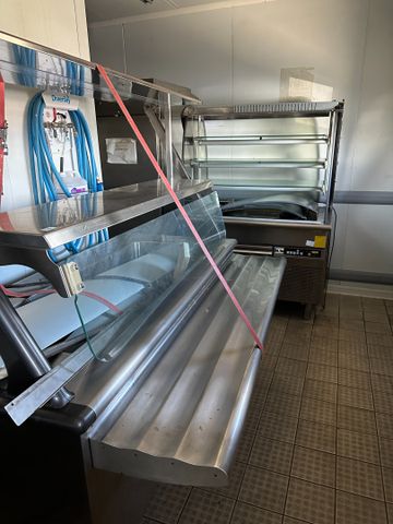 Trois éléments de ligne de self : Vitrine self inox ZANUSSI compr...