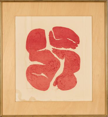 an image of a picture of a piece of art with red paint