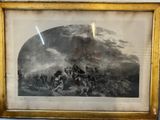 tableau encadré représentant une tempête dans un paysage montagneux