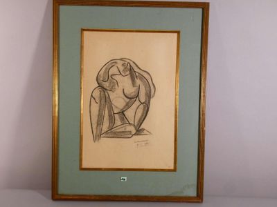 dessin représentant une femme assise sur une chaise devant un mur