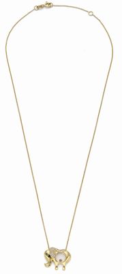 ChaÎNE EN OR Jaune 18k Avec Pendentif 'ÉLÉPhant' EN Diamants…