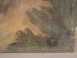 a picture of a painting of a dog on a table