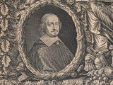 a drawing of a man and a dog in a frame
