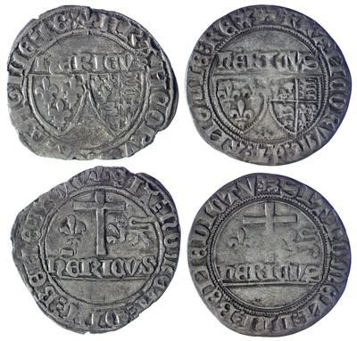 quatre pièces d'argent datant du règne du roi Henri II