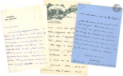 a group of three old letters sitting on top of each other
