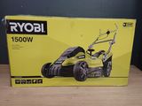 a box of a yellow lawn mower sitting on top of a wooden table