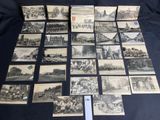 plusieurs vieilles photographies en noir et blanc représentant une ville et un pont