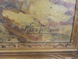 an oil painting of a bird on a branch with a message written on it