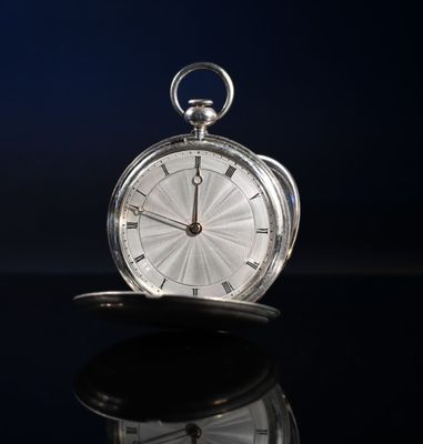 Savonnette à clé en argent Le cadran en argent à chiffres ro… - Photo 1