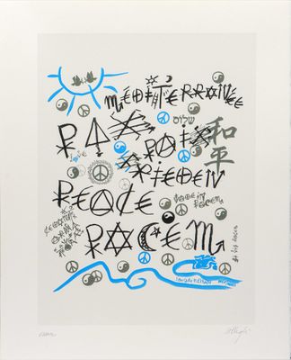 une image représentant un dessin bleu et blanc sur lequel figurent des inscriptions