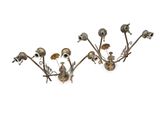 pair of antique brass wall sconces with flowers and leaves