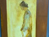 un tableau représentant un homme avec un chapeau et une canne