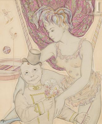 tableau représentant une femme et un homme assis sur une chaise