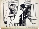 drawing of a cartoon of a man in a top hat and a man in a top hat