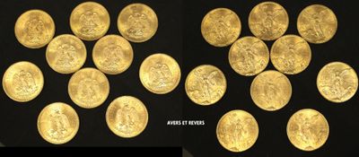 two images of a bunch of gold coins sitting on top of each other