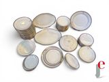 a lot of plates that are sitting on a table