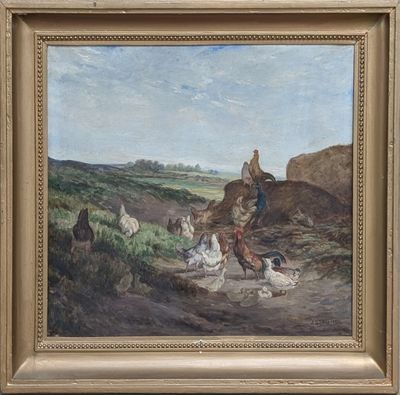 une photo d'un tableau représentant un homme et ses chiens
