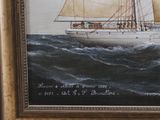 a painting of a sailboat in the middle of the ocean