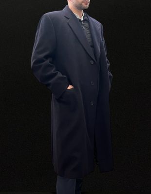 FRANCK NAMANI Manteau d'homme bleu marine en cachemire et en… - Photo 1