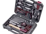 the tool kit is packed with many tools in the case