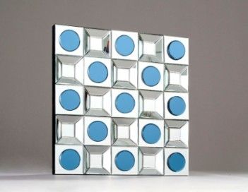 a picture of a mirror with blue circles on it