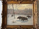 a picture of a picture of some animals in the snow