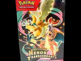a box of pokemon hero ' s transcends with the box open