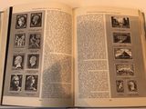 an open book with pictures of people on it