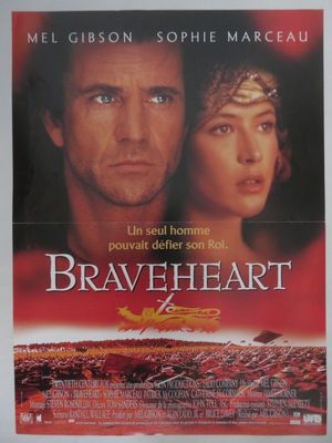 une affiche de cinéma du film « Braveheart » mettant en scène une femme et un homme
