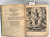 an old book with a picture of a man holding a sword