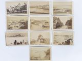 several old photographs of a river and a bridge with a bridge in the background